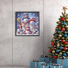 Load image into Gallery viewer, Winter Snowman Family 30*30CM (canvas) Special Shaped Drill Diamond Painting
