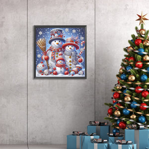 Winter Snowman Family 30*30CM (canvas) Special Shaped Drill Diamond Painting