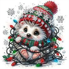 Load image into Gallery viewer, Christmas Lights And Little Hedgehog 30*30CM (canvas) Special Shaped Drill Diamond Painting
