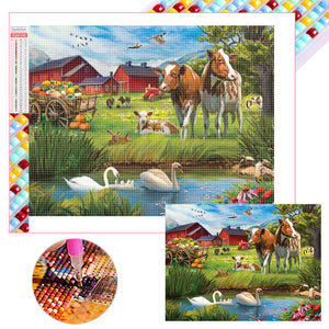 Pasture 40*30CM (canvas) Full Square Drill Diamond Painting