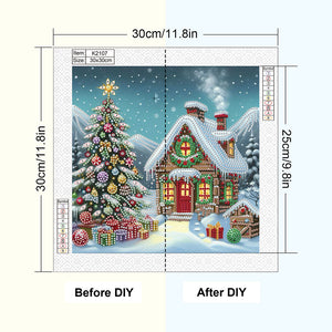 Christmas Atmosphere House 30*30CM (canvas) Special Shaped Drill Diamond Painting