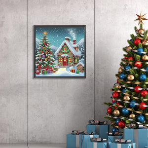 Christmas Atmosphere House 30*30CM (canvas) Special Shaped Drill Diamond Painting