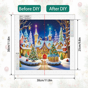 Christmas Atmosphere House 30*30CM (canvas) Special Shaped Drill Diamond Painting