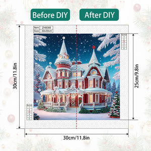 Christmas Atmosphere House 30*30CM (canvas) Special Shaped Drill Diamond Painting