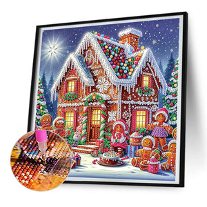 Christmas Atmosphere House 30*30CM (canvas) Special Shaped Drill Diamond Painting