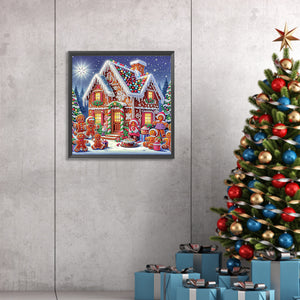 Christmas Atmosphere House 30*30CM (canvas) Special Shaped Drill Diamond Painting