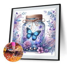 Load image into Gallery viewer, Purple Flower Vase With Butterfly 30*30CM (canvas) Full Round Drill Diamond Painting
