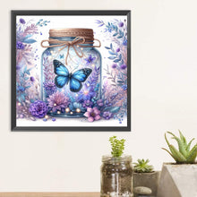 Load image into Gallery viewer, Purple Flower Vase With Butterfly 30*30CM (canvas) Full Round Drill Diamond Painting
