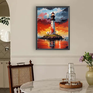 Lighthouse In The Sea 30*40CM (canvas) Full Round Drill Diamond Painting