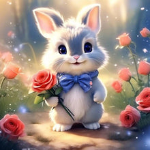 Load image into Gallery viewer, Bunny Holding Flower 30*30CM (canvas) Full AB Round Drill Diamond Painting
