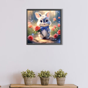 Bunny Holding Flower 30*30CM (canvas) Full AB Round Drill Diamond Painting