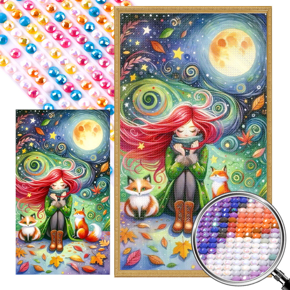 The Fox And The Red-Haired Girl 40*70CM (canvas) Full AB Round Drill Diamond Painting