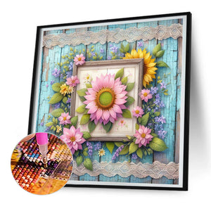 Pink Sunflower 30*30CM (canvas) Full Round Drill Diamond Painting