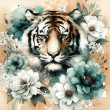 Load image into Gallery viewer, Blue And White Peony Tiger 40*40CM (canvas) Full Round Drill Diamond Painting
