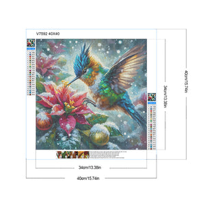 Poinsettia Hummingbird 40*40CM (canvas) Full Round Drill Diamond Painting