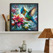 Load image into Gallery viewer, Poinsettia Hummingbird 40*40CM (canvas) Full Round Drill Diamond Painting
