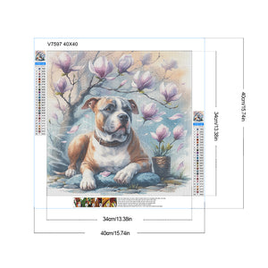 Magnolia Bulldog 40*40CM (canvas) Full Round Drill Diamond Painting