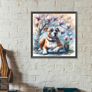 Magnolia Bulldog 40*40CM (canvas) Full Round Drill Diamond Painting