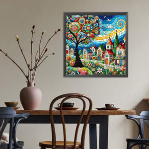 Color House Street 40*40CM (canvas) Full Round Drill Diamond Painting