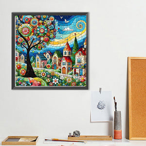 Color House Street 40*40CM (canvas) Full Round Drill Diamond Painting