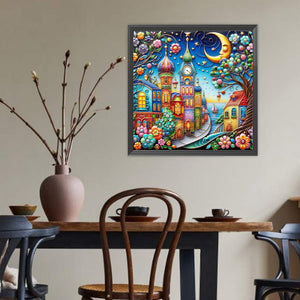 Color House Street 40*40CM (canvas) Full Round Drill Diamond Painting