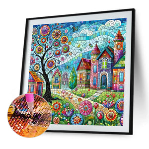 Color House Street 40*40CM (canvas) Full Round Drill Diamond Painting