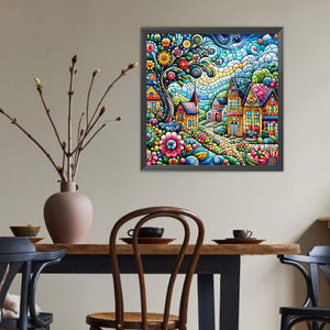 Color House Street 40*40CM (canvas) Full Round Drill Diamond Painting