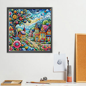 Color House Street 40*40CM (canvas) Full Round Drill Diamond Painting