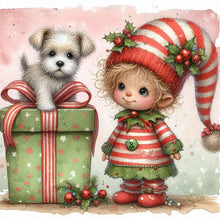 Load image into Gallery viewer, Christmas Girl And Dog 30*30CM (canvas) Full Round Drill Diamond Painting
