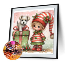 Load image into Gallery viewer, Christmas Girl And Dog 30*30CM (canvas) Full Round Drill Diamond Painting
