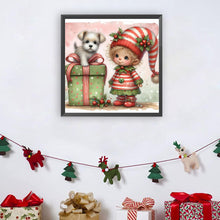 Load image into Gallery viewer, Christmas Girl And Dog 30*30CM (canvas) Full Round Drill Diamond Painting
