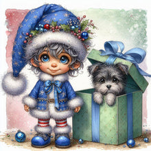 Load image into Gallery viewer, Christmas Boy And Dog 30*30CM (canvas) Full Round Drill Diamond Painting
