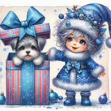 Load image into Gallery viewer, Christmas White-Haired Girl And Dog 30*30CM (canvas) Full Round Drill Diamond Painting
