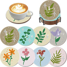 Load image into Gallery viewer, 8Pcs Wooden Leaves Diamond Art Coasters 5D DIY Coaster Diamond Dot Kits
