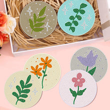 Load image into Gallery viewer, 8Pcs Wooden Leaves Diamond Art Coasters 5D DIY Coaster Diamond Dot Kits
