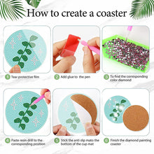 Load image into Gallery viewer, 8Pcs Wooden Leaves Diamond Art Coasters 5D DIY Coaster Diamond Dot Kits
