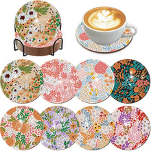 Load image into Gallery viewer, 8Pcs Wooden Leaves Diamond Art Coasters 5D DIY Coaster Diamond Dot Kits
