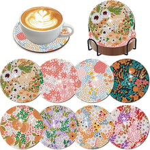 Load image into Gallery viewer, 8Pcs Wooden Leaves Diamond Art Coasters 5D DIY Coaster Diamond Dot Kits
