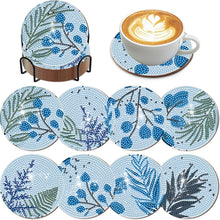 Load image into Gallery viewer, 8Pcs Wooden Leaves Diamond Art Coasters 5D DIY Coaster Diamond Dot Kits
