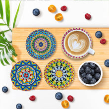 Load image into Gallery viewer, 8Pcs Wooden Mandala Diamond Art Coasters 5D DIY Coaster Diamond Dot Kits
