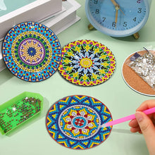 Load image into Gallery viewer, 8Pcs Wooden Mandala Diamond Art Coasters 5D DIY Coaster Diamond Dot Kits
