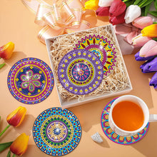 Load image into Gallery viewer, 8Pcs Wooden Mandala Diamond Art Coasters 5D DIY Coaster Diamond Dot Kits
