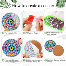 Load image into Gallery viewer, 8Pcs Wooden Mandala Diamond Art Coasters 5D DIY Coaster Diamond Dot Kits
