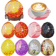 Load image into Gallery viewer, 8Pcs Wooden Easter Eggs Diamond Art Coasters DIY Coaster Diamond Dot Kits
