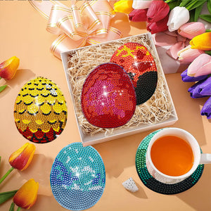 8Pcs Wooden Easter Eggs Diamond Art Coasters DIY Coaster Diamond Dot Kits