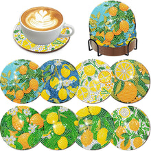 Load image into Gallery viewer, 8Pcs Wooden Lemon Tree Diamond Art Coasters DIY Coaster Diamond Dot Kits
