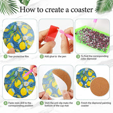 Load image into Gallery viewer, 8Pcs Wooden Lemon Tree Diamond Art Coasters DIY Coaster Diamond Dot Kits
