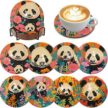 Load image into Gallery viewer, 8Pcs Wooden Panda Diamond Art Coasters DIY Coaster Diamond Dot Kits
