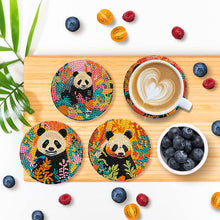 Load image into Gallery viewer, 8Pcs Wooden Panda Diamond Art Coasters DIY Coaster Diamond Dot Kits
