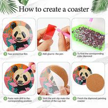 Load image into Gallery viewer, 8Pcs Wooden Panda Diamond Art Coasters DIY Coaster Diamond Dot Kits
